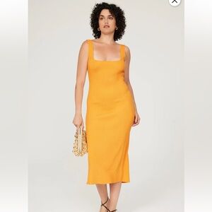 Pre lived Ronny Kobo Collection Vibrant Orange Midi Dress size large